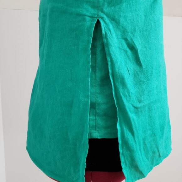 Chico's Green Sleeveless 100% Linen Button Front Blouse Medium Petite - Picture 5 of 11